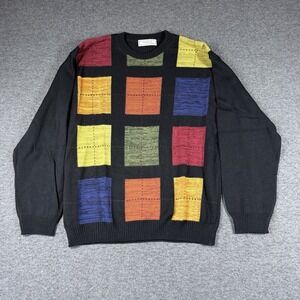 Vintage Corsario Italy Wool Blend Colorblock Patchwork Sweater Mens Large L
